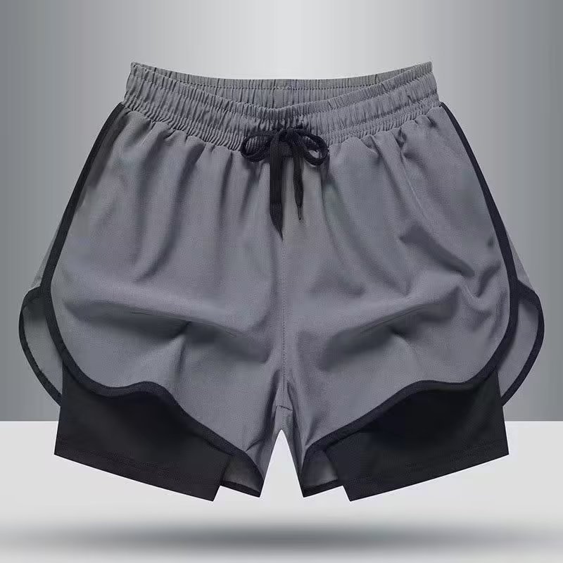 Spring and summer men's fake two-piece shorts casual pants loose micro elastic thin youth popular Sports men's sports swimming trunks