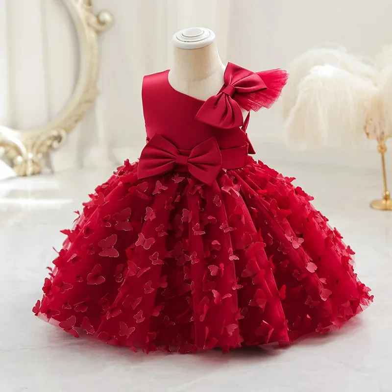 Flower Girl Dress for Wedding 1 to 5 Years Birthday Party Princess Dress One-shoulder Cute Prom Tutu Gown Mesh Baby Dresses