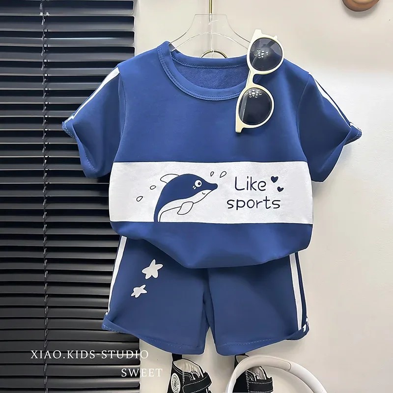 Kids Clothes Cotton Set Short Sleeve Suit Baby Girls Boys Set Summer Tops +short Children's Wear 2024 New