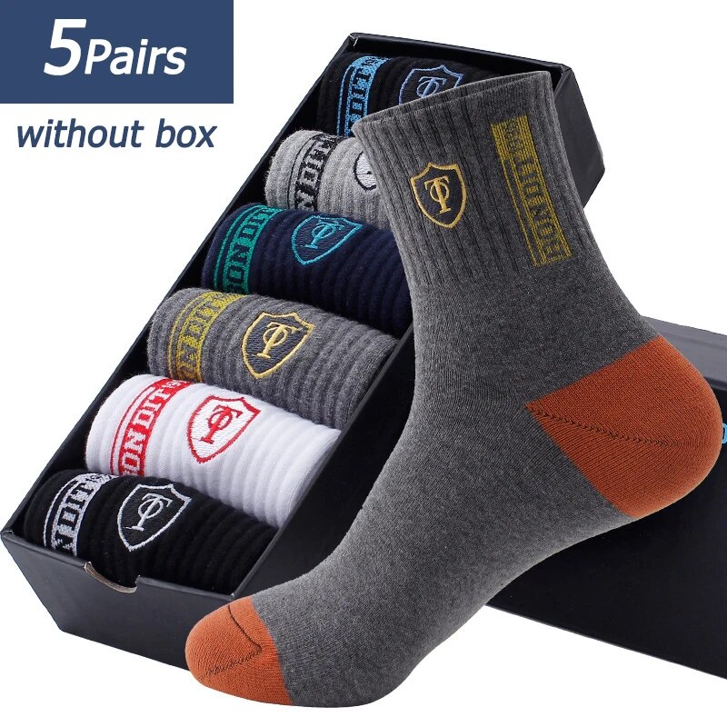 5 Pairs Apring And Fall Mens Sports Sock Summer Leisure Sweat Absorbent Comfortable Thin Breathable Basketball Meias